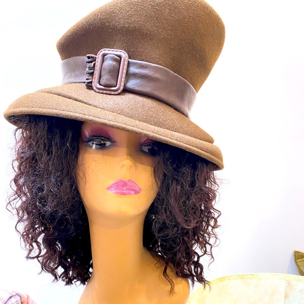 Womens stylish brown wool hat